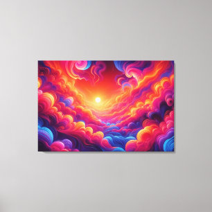 Toile Coucher de soleil néon vibrant
