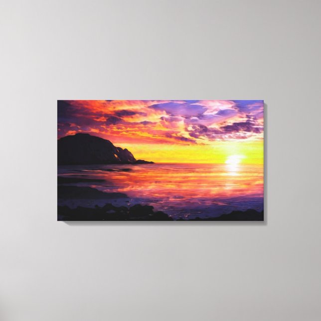 Toile Coucher de soleil paisible au bord de la mer (Recto)