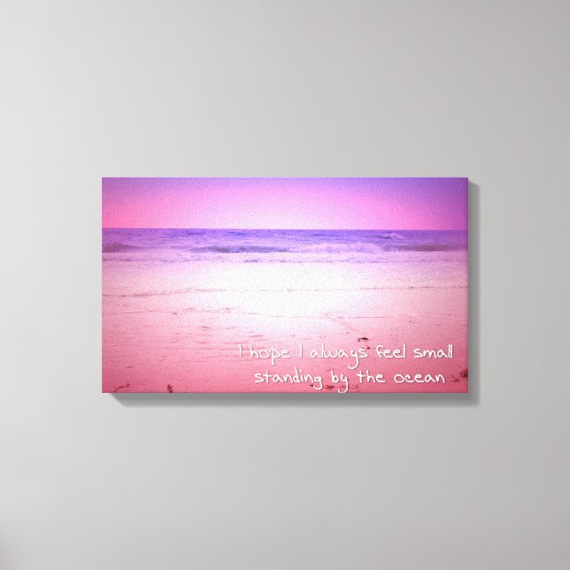 Toile Coucher de soleil rose et violet avec citation (Recto)