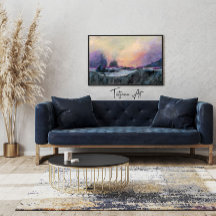 Coucher de soleil rose violet Abstrait paysage