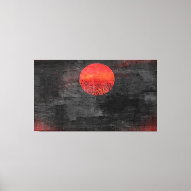 Toile Coucher de soleil rouge peinture Abstraite #3 (Recto)