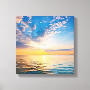 Toile Coucher De Soleil Sur Des Vagues Océaniques Calmes