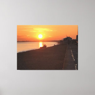Toile Coucher de soleil sur Hythe Bay Kent avec bateaux