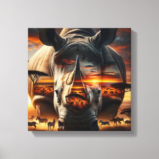 Toile Coucher de soleil sur la brousse africaine avec rh