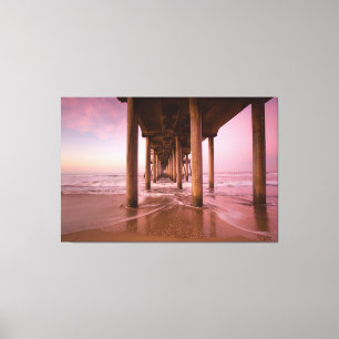 Toile Coucher de soleil sur la jetée de Huntington Beach