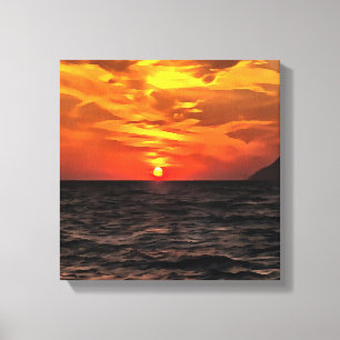 Toile Coucher De Soleil Sur La Peinture Paysagère De La 