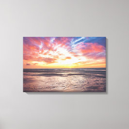 Toile Coucher de soleil sur la plage et la mer