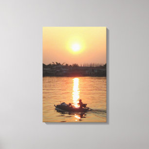 Toile Coucher de soleil sur la rivière Chao Phraya... Ay