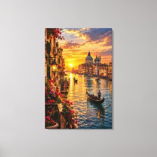 Toile Coucher de soleil sur le Grand Canal de Venise Ita