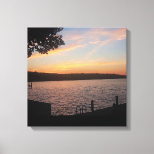 TOILE COUCHER DE SOLEIL SUR LE LAC CAYUGA