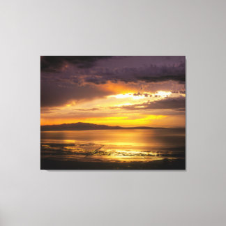 Toile Coucher de soleil sur le lac de sel