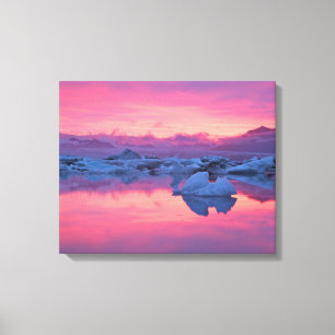 Toile Coucher de soleil sur le lagon du glacier Jokulsar