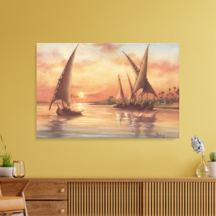 Toile Coucher de soleil sur le Nil - Feluccas Art