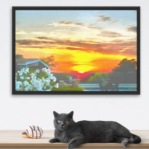 Toile Coucher de soleil sur le toit 2295 Art