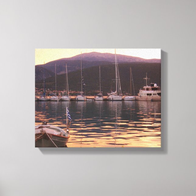Toile Coucher De Soleil Sur Les Bateaux Sami (Kefalonia) (Recto)