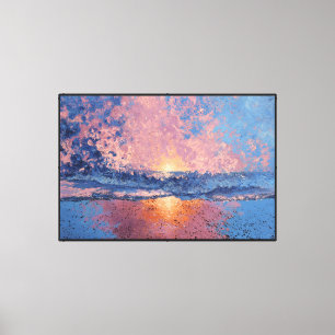 Toile Coucher de soleil sur les vagues de l'océan - Art