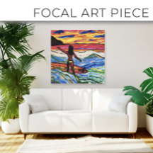 Coucher de soleil sur l'île de Surfer sur la plage