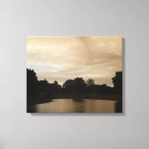 Toile Coucher de soleil sur un étang