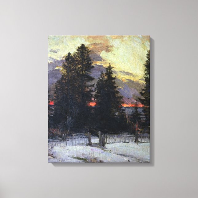 Toile Coucher de soleil sur un paysage hivernal, vers 19 (Recto)