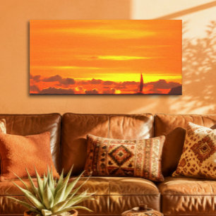 Toile Coucher de soleil sur un voilier Mexique Panoramiq