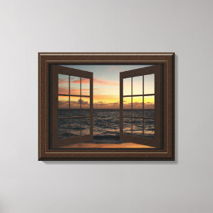 Toile Coucher du soleil de détente d'océan de vue de