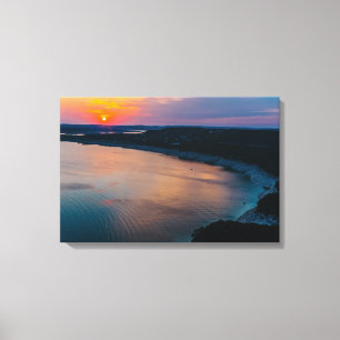Toile Coucher du soleil de Travis de lac
