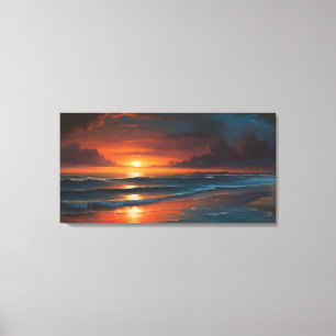 Toile Coucher du soleil sur l'art marin