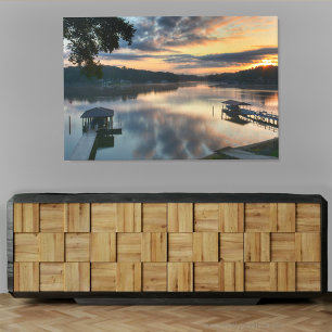 Toile Coucher du soleil sur le paysage du lac Photograph