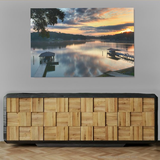 Toile Coucher du soleil sur le paysage du lac Photograph (Créateur téléchargé)