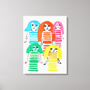 Toile Couleur d'eau colorée amusante pour poupée fille