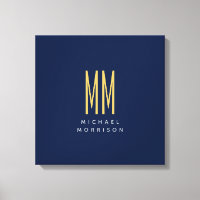 Couleurs d'or bleu Monogramme Lettres initiales No