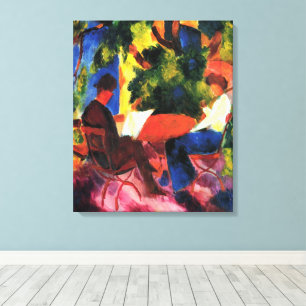 Toile Couple à la table du jardin par August Macke