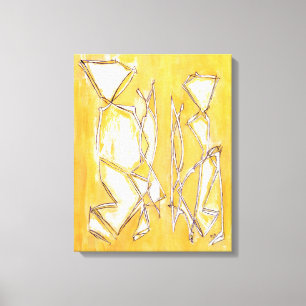 Toile Couple Abstrait Couleurs Vives Jaune Salle de Séjo