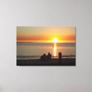 Toile Couple Assis Sur La Plage Au Coucher Du Soleil Toi