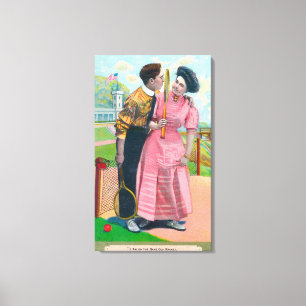 Toile Couple avec Tennis GearMême vieille raquette