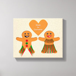 Toile Couple de pain d'épices de Noël