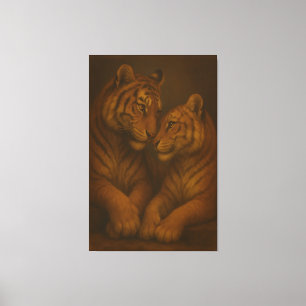 Toile Couple de Tigres Blancs au Ton Doré Royal – Qualit