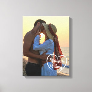 Toile Couple Love Heart Photo Names