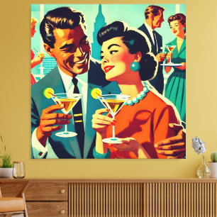 Toile Couples de fête de cocktail du milieu du siècle -