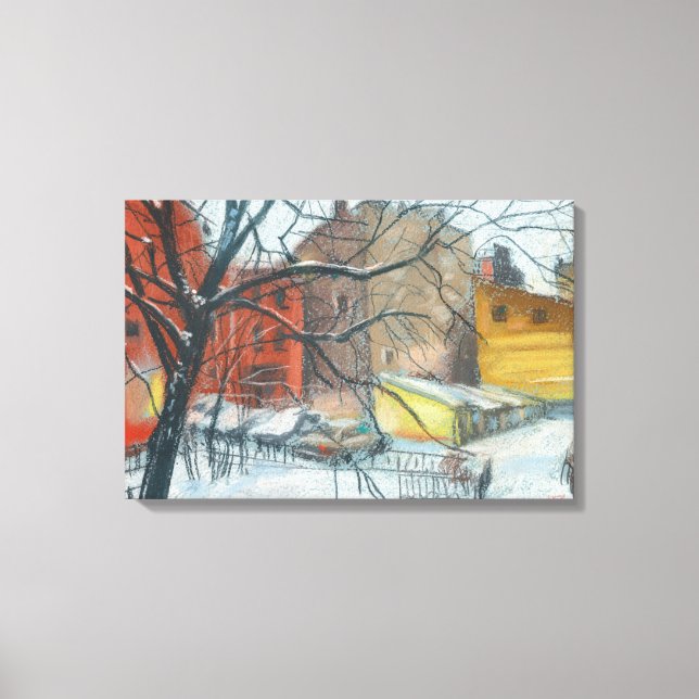 Toile Cour d'hiver Paysage Peinture Pastel Art (Recto)
