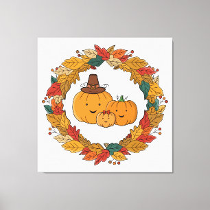 Toile Couronne de famille de citrouille d'automne