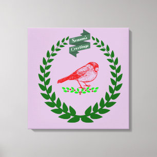 Toile Couronne de houx cardinal des saisons lilas lumine