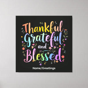 Toile Couronne florale d'inspiration et de gratitude art