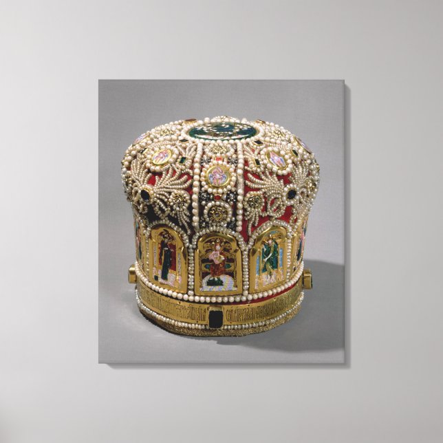 Toile Couronne mitre sertie de perles et précieux (Recto)