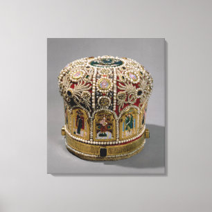 Toile Couronne mitre sertie de perles et précieux