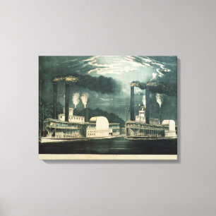 Toile Course de minuit sur le Mississippi, 1875