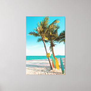 Toile Coussin jetable planches de surf sur la plage