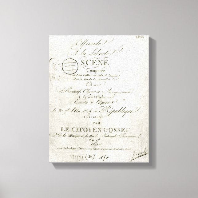 Toile Couverture pour la partition de 'Offrande a la Lib (Recto)