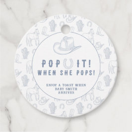 Toile Cowboy POP IT! Babyparty Geschenkanhänger