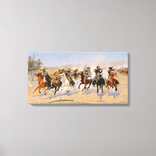 TOILE COWBOYS ET INDIENS D'AMERIQUE. CRU OCCIDENTAL